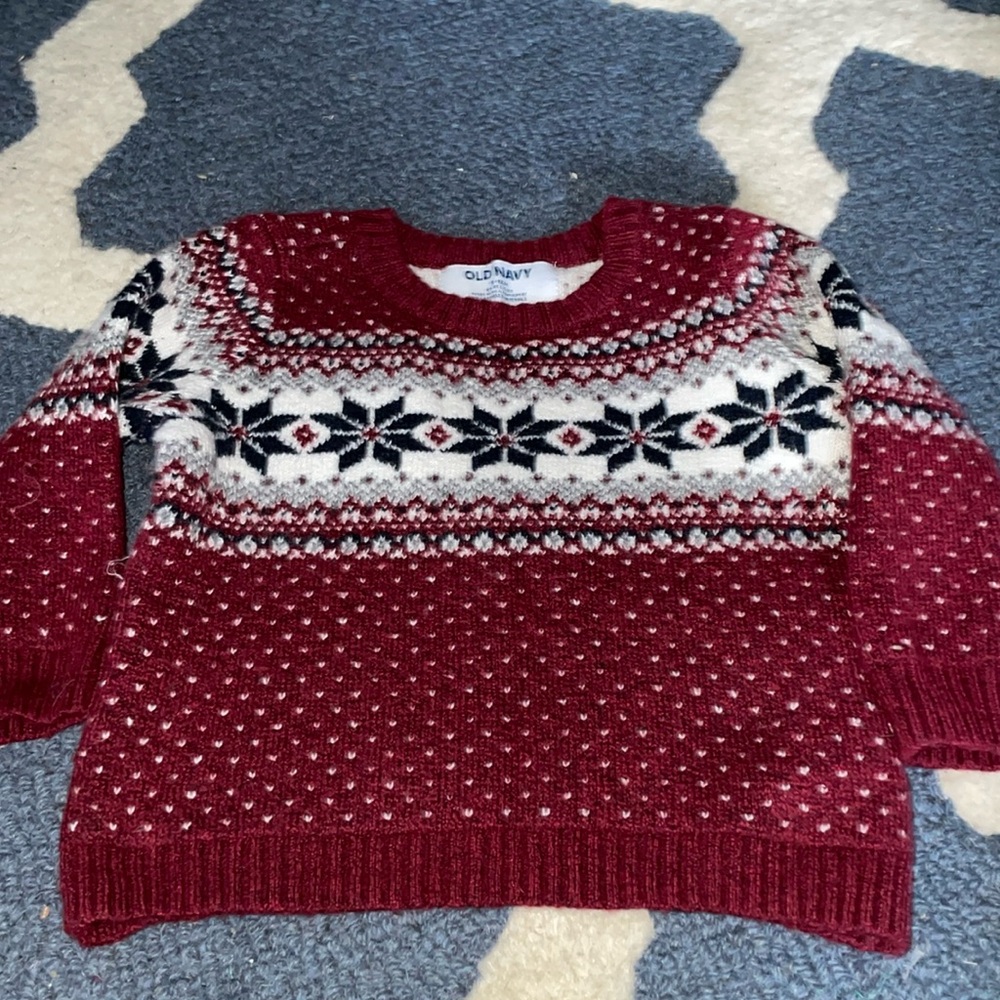 EUC Old navy baby boy’s heavy holiday sweater, size 6-12 months